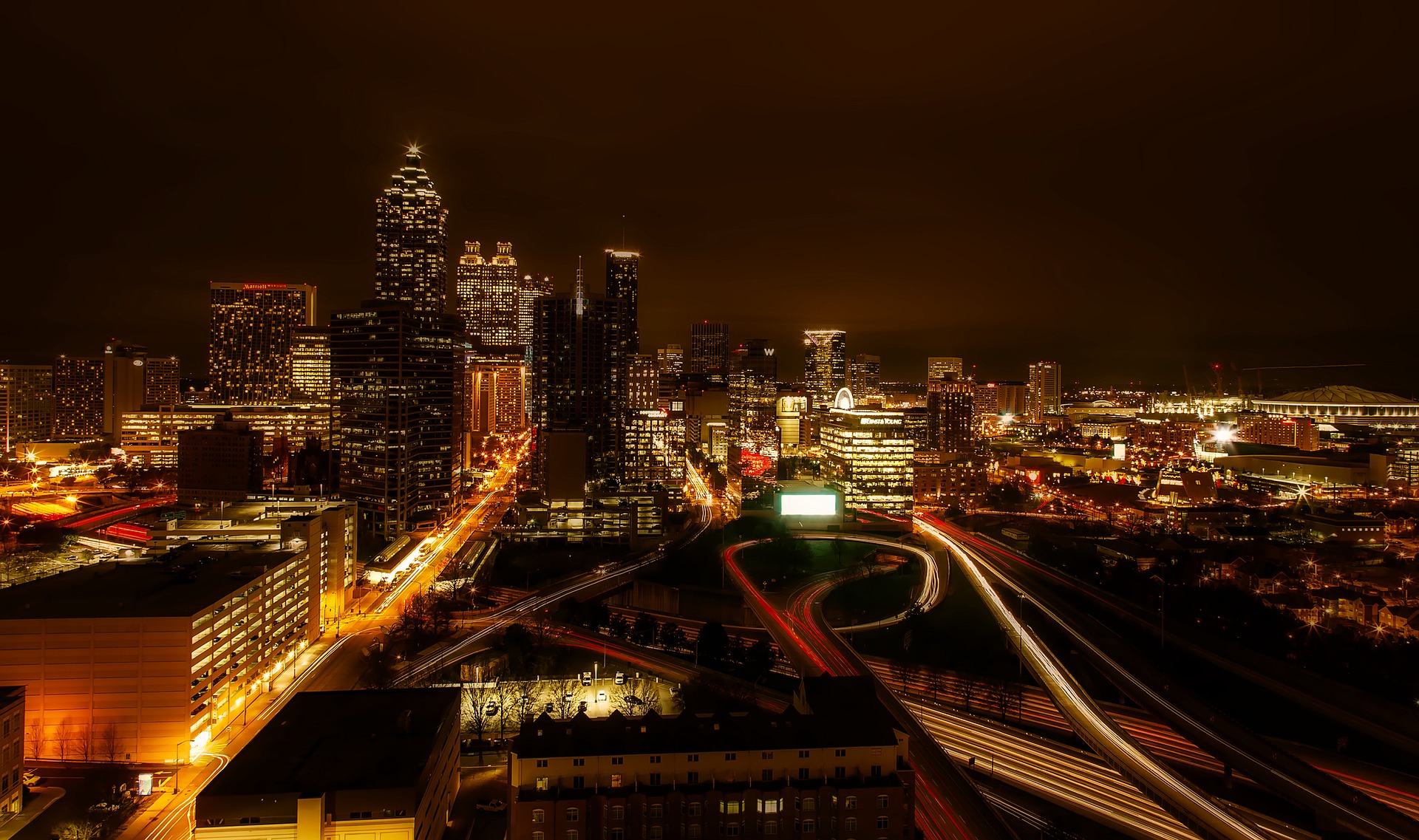 Downtown Atlanta at Night - VeteranCarDonations.org