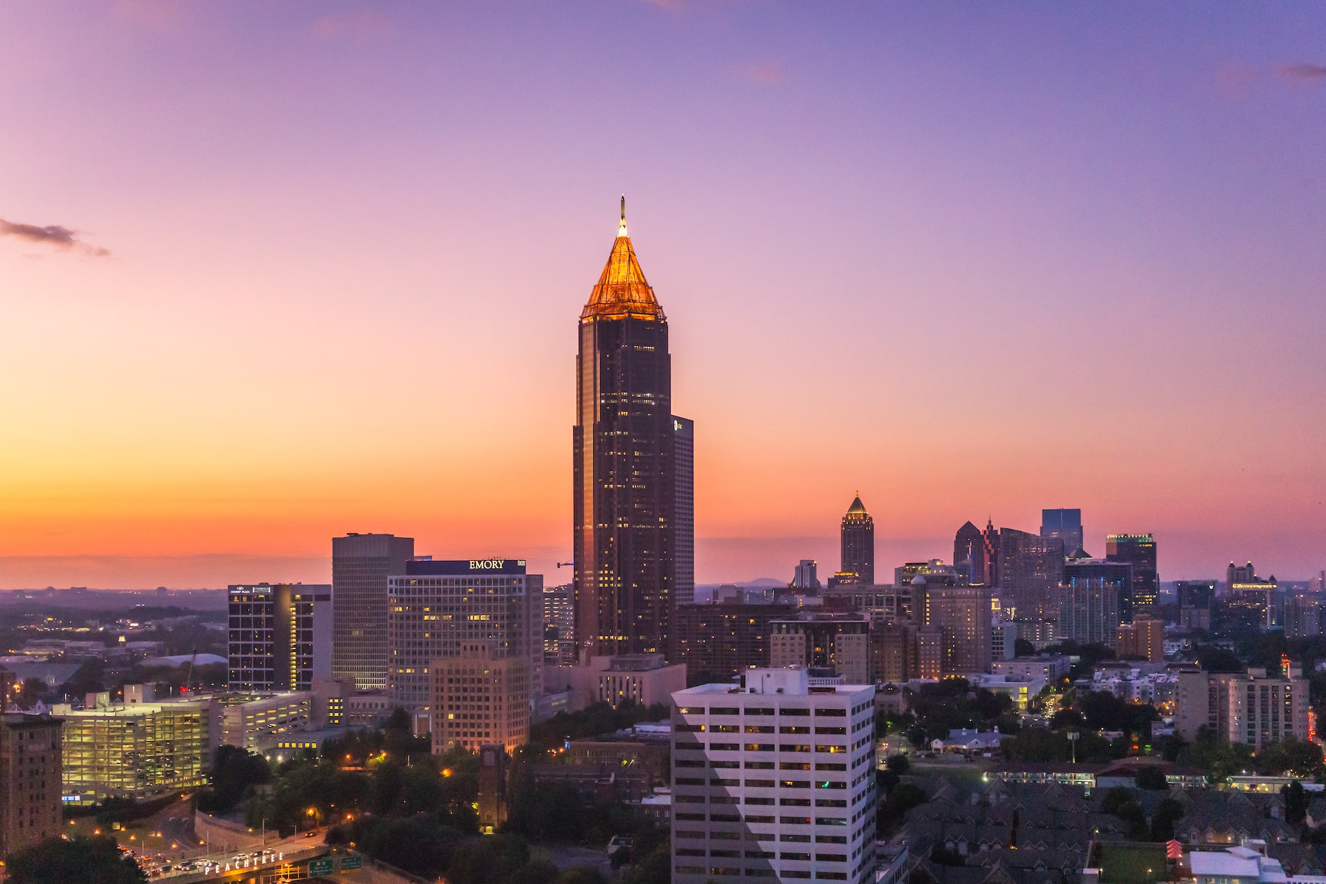Midtown Atlanta skyline at just after sunset | Veteran Car Donations