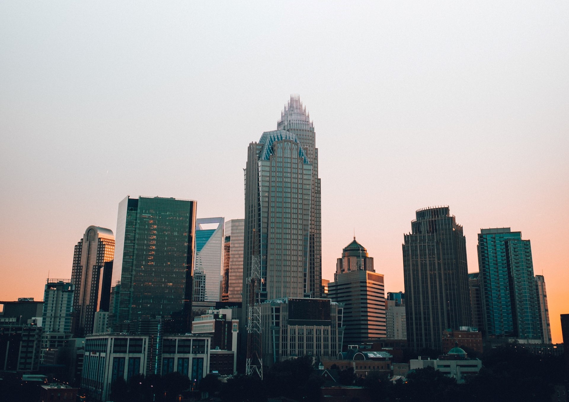 Charlotte NC skyline at sunset | Veteran Car Donations