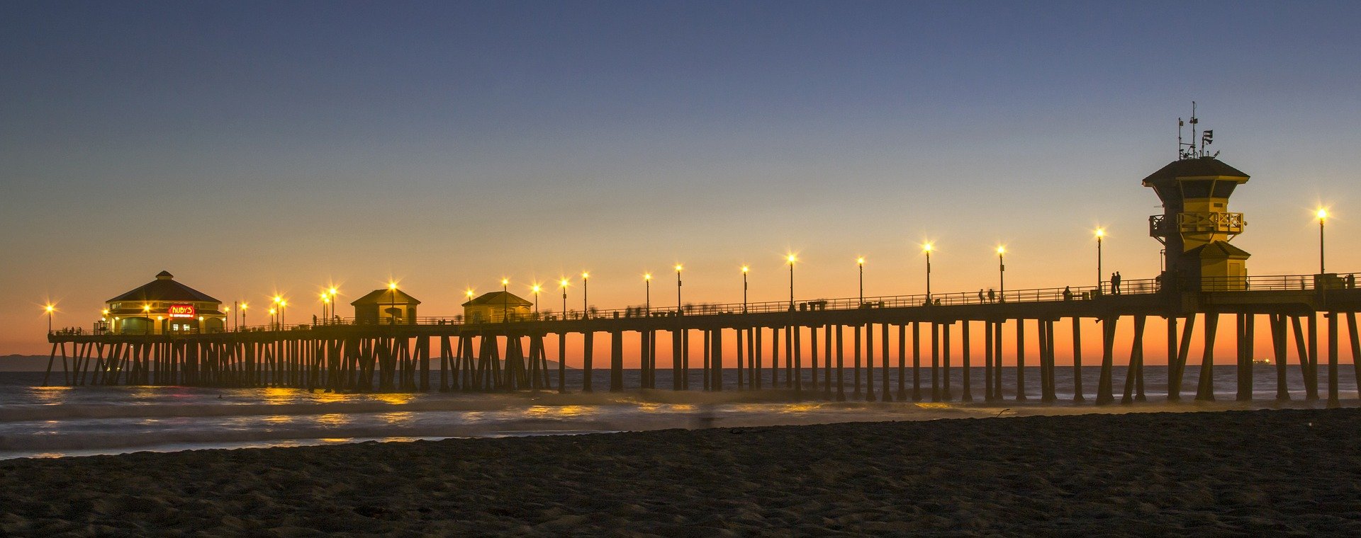 Sunset at Huntington Beach California - VeteranCarDonations.org