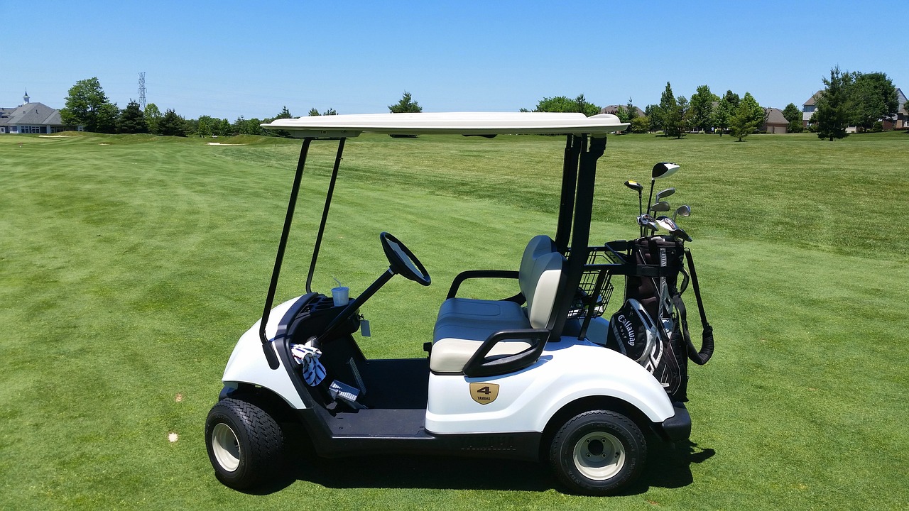 White Golf Cart Parker on a Golf Course | Veteran Car Donations