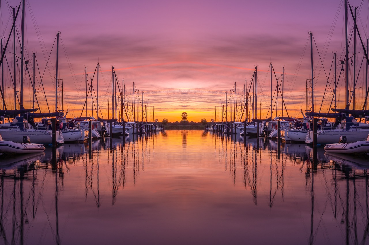 Port Boats Sunset Golden | Veteran Car Donations