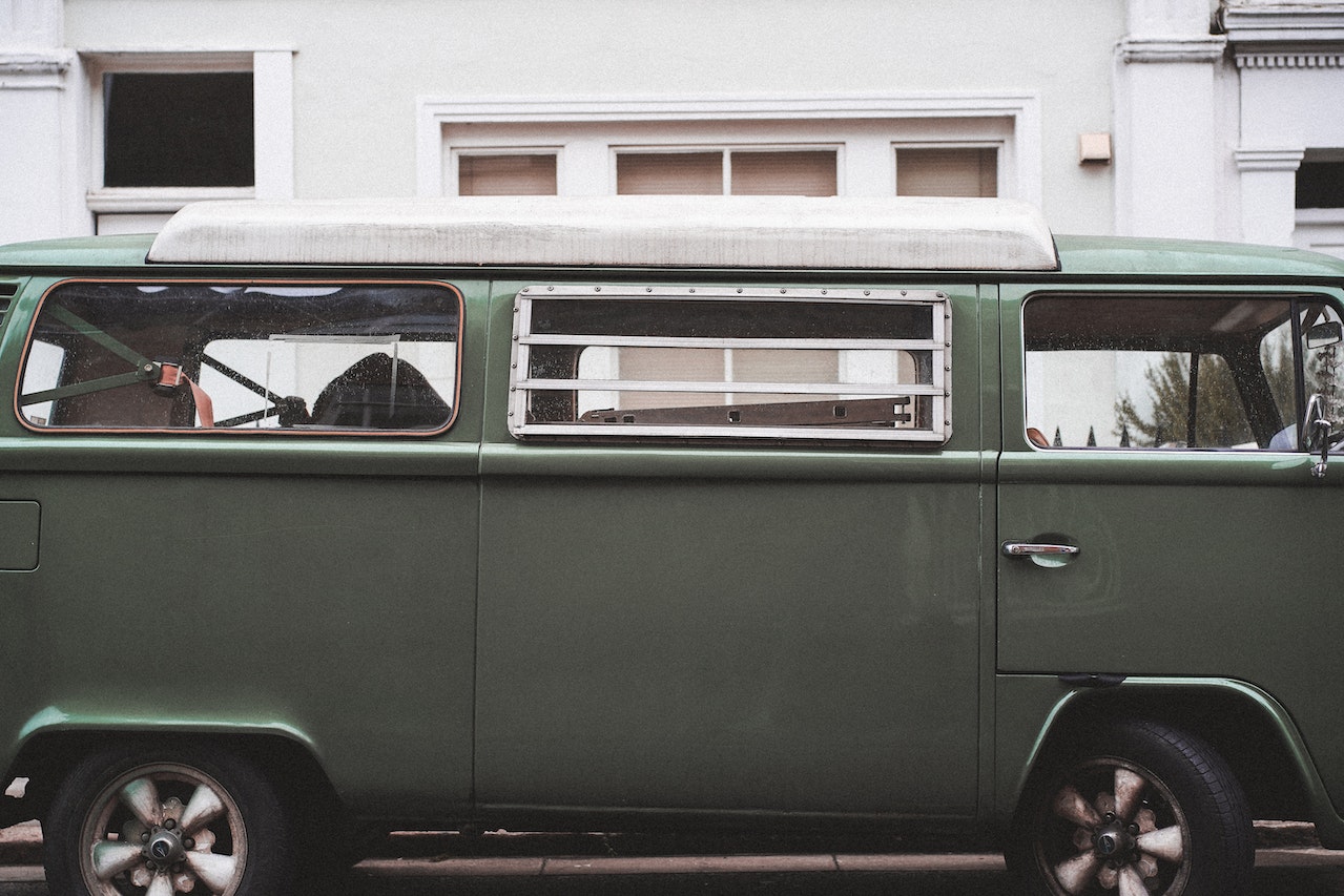 Parked Green old Van | Veteran Car Donations