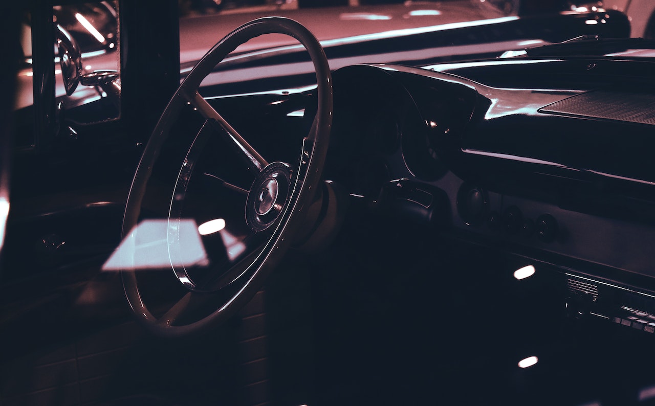 Classic Car Interior Showing Wooden Steering Wheel | Veteran Car Donations
