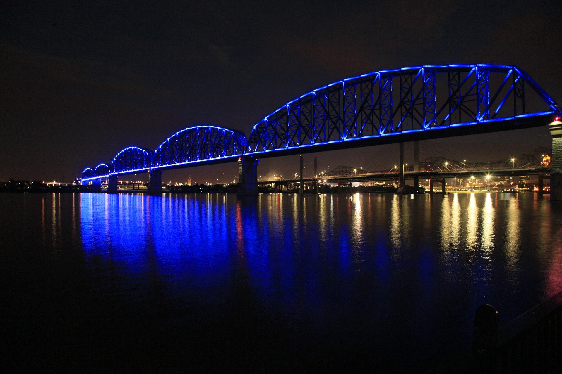 Suspension Bridge at Night in Louisville