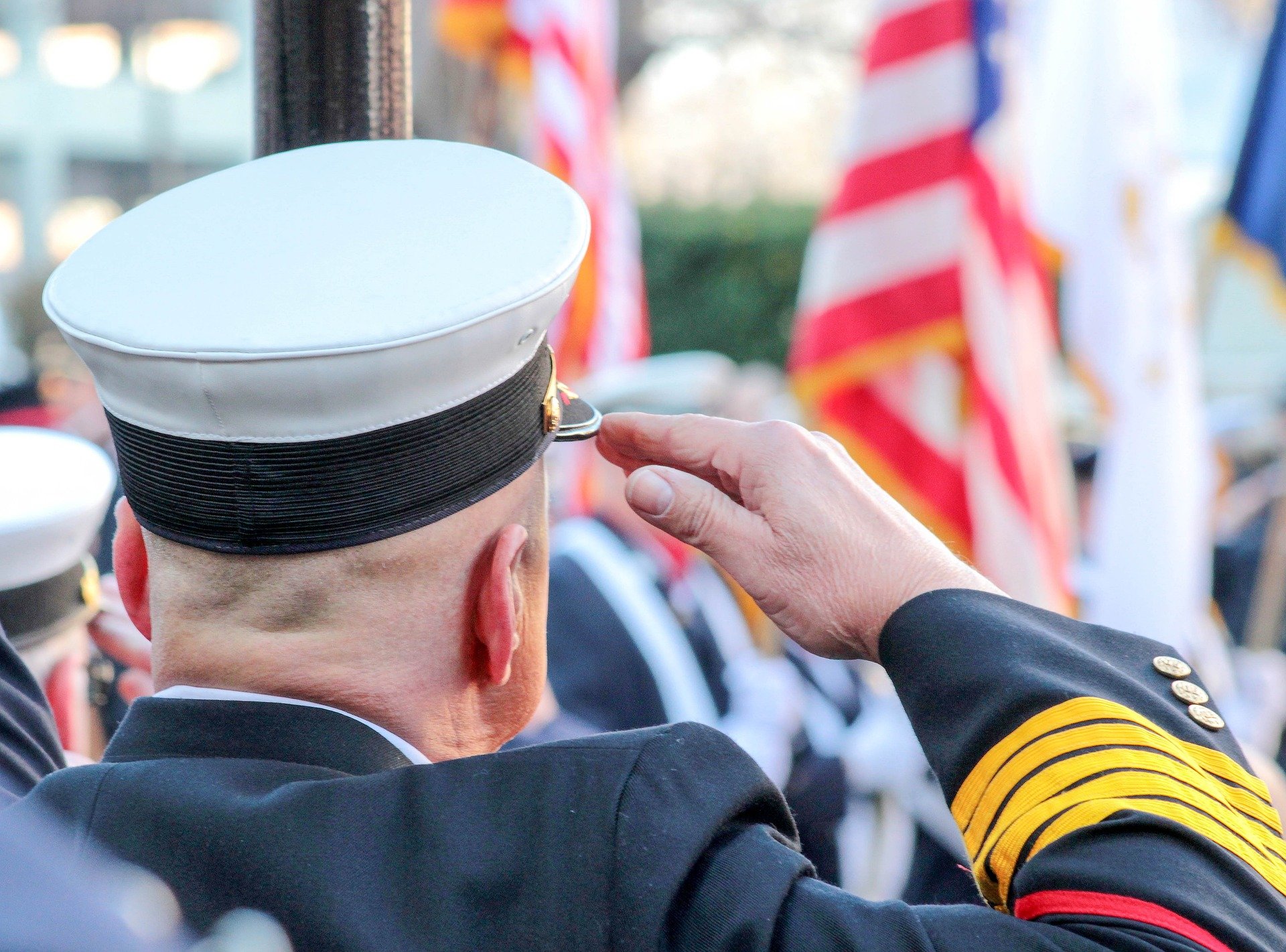 American Veteran Salute during the National Anthem - VeteranCarDonations.org