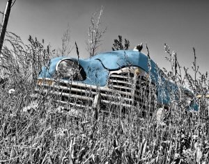 Blue Oldtimer Car Outdoors