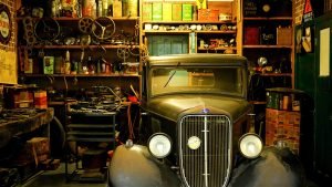Outdated Car in a Garage | Veteran Car Donations