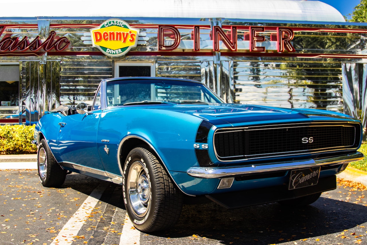 Blue Classic Car Parked Near Store | Veteran Car Donations