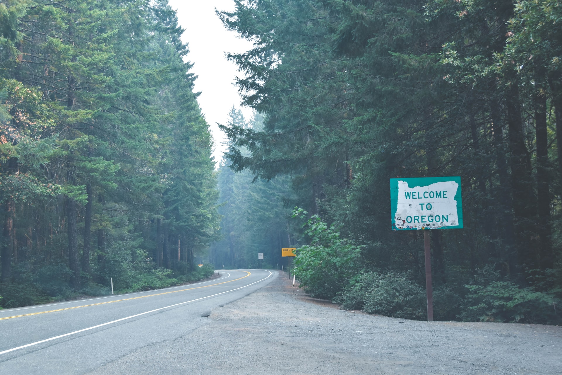 Oregon Road Sign with tall trees | Veteran Car Donations