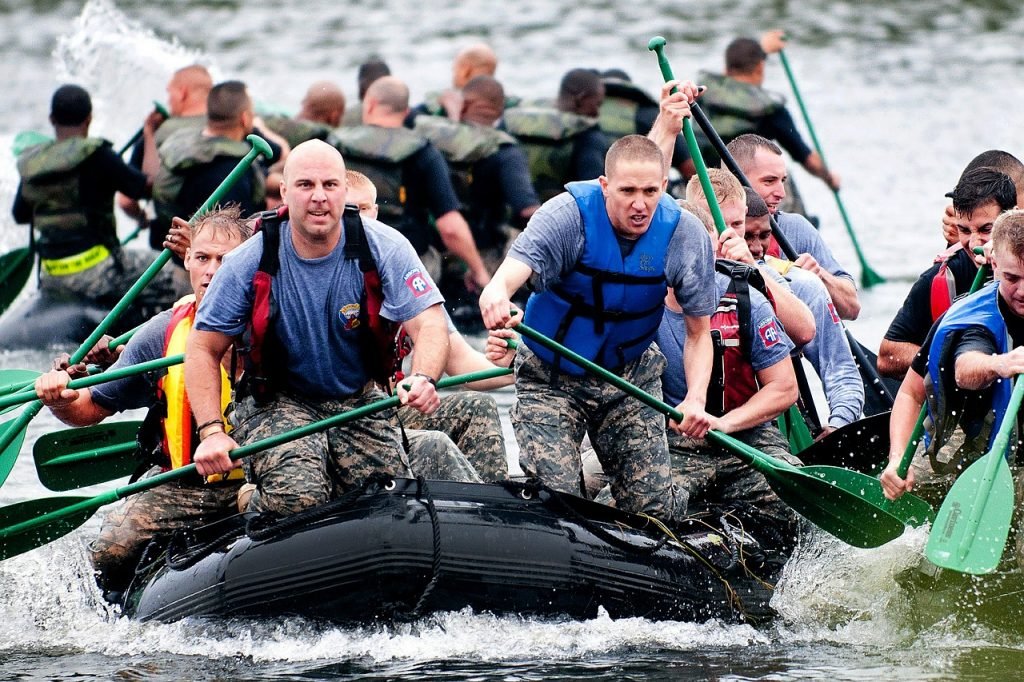 US Military Training in a River