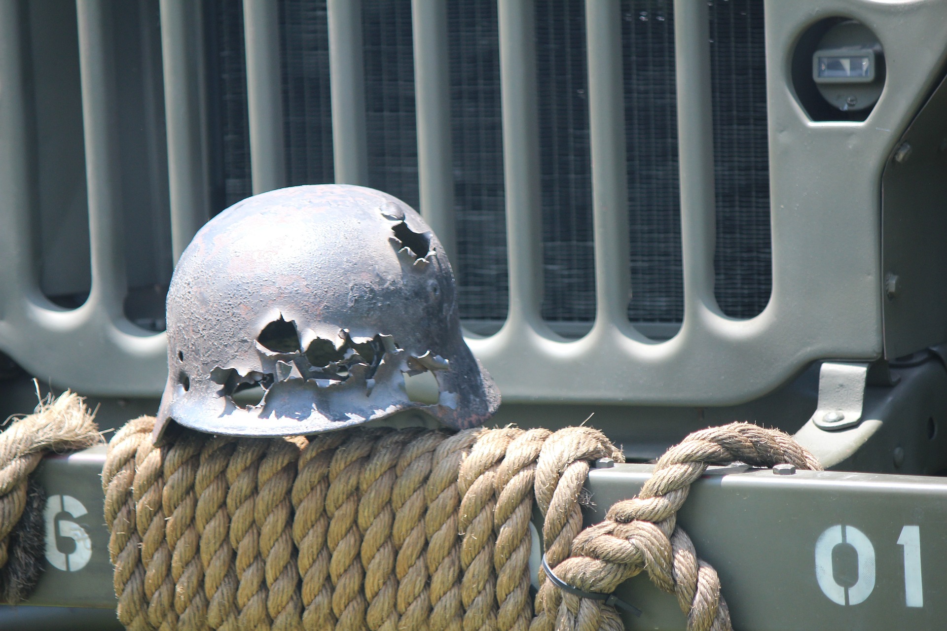 Helmet on a Jeep | Veteran Car Donations