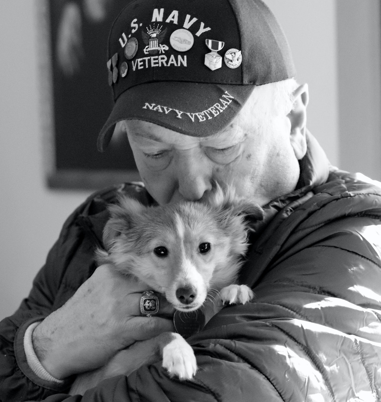 Veteran hugging Dog | Veteran Car Donations