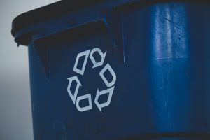 Blue Recycling Trash Bin | Veteran Car Donations