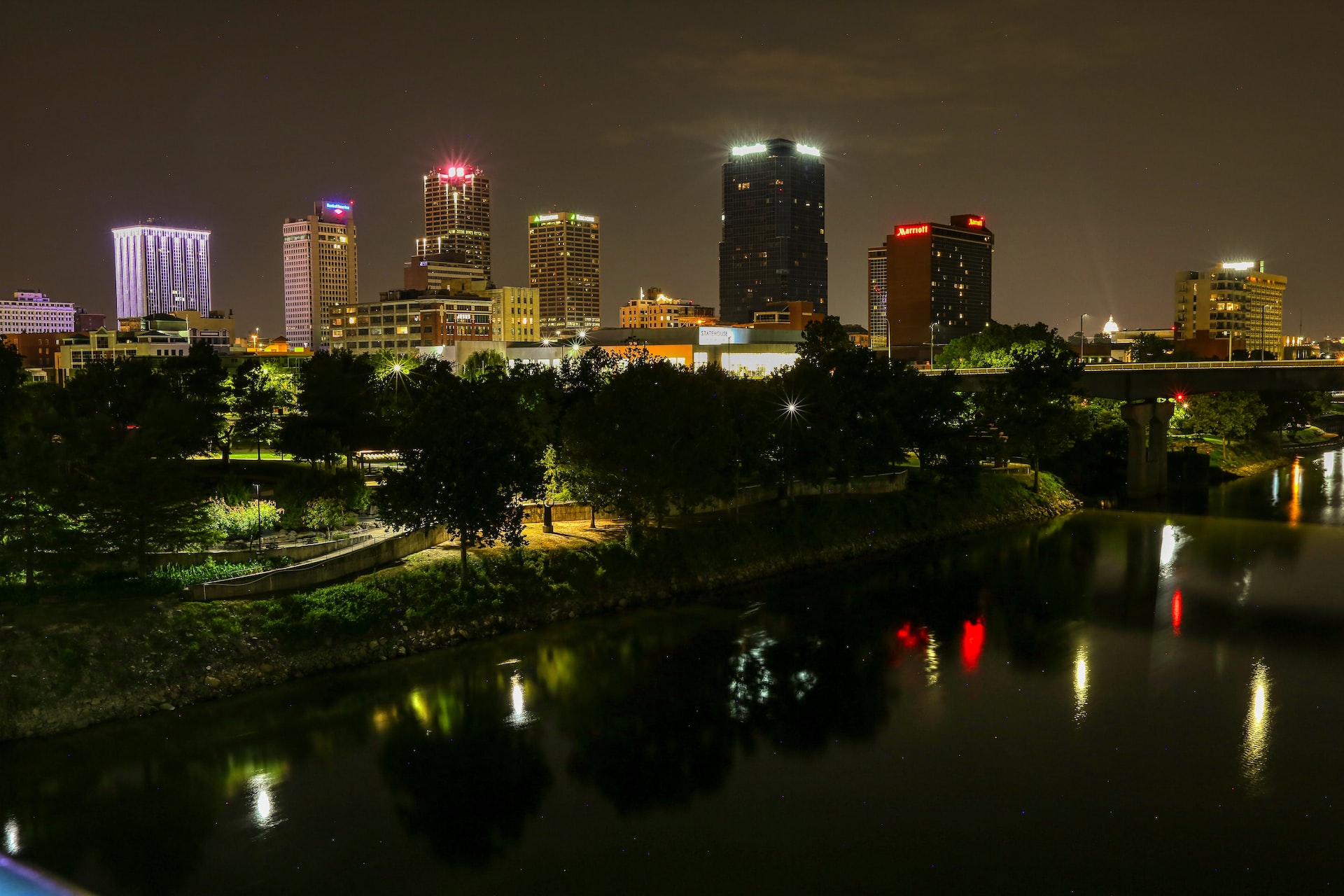 Bright City Lights at Night in Little Rock Arkansas | Veteran Car Donations
