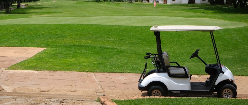 Golf cart parked on golf course | Veteran Car Donations