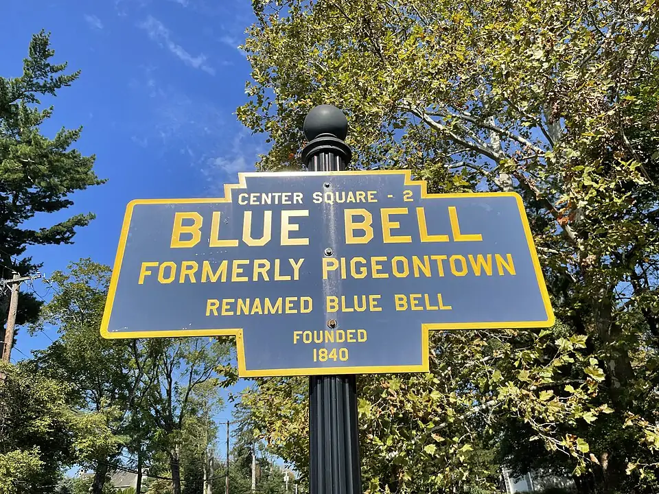 Blue Bell Keystone Marker on PA 73 in Blue Bell, Pennsylvania