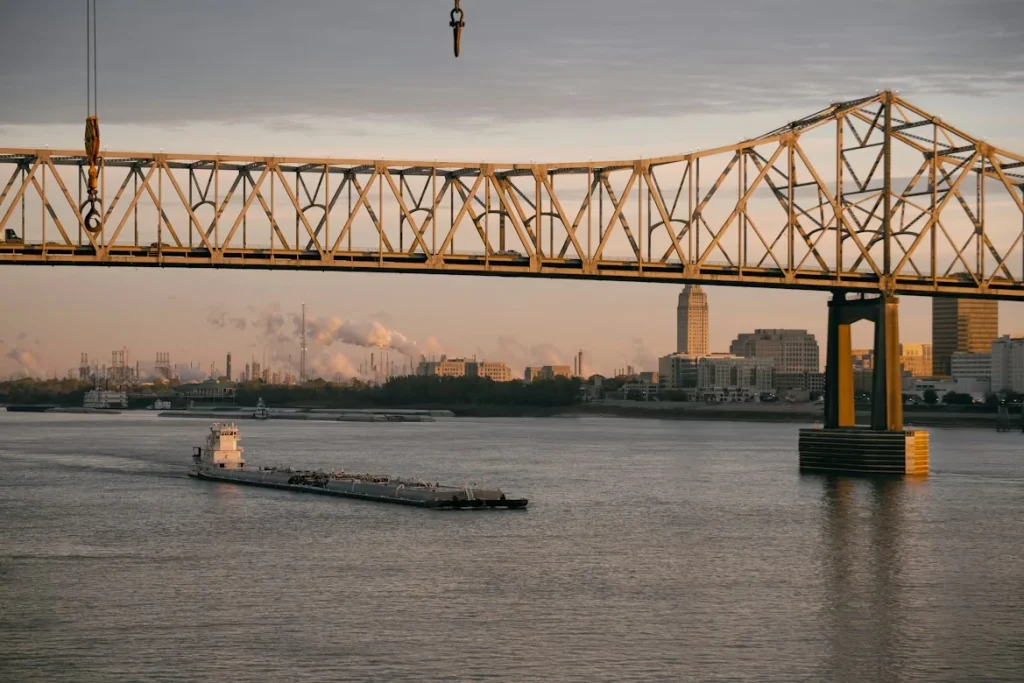 A Bridge Over a Body of Water in Baton Rouge, Louisiana