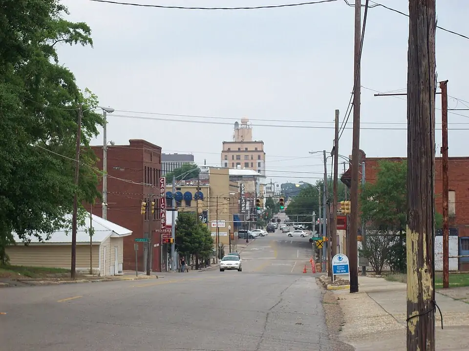 Downtown Dothan, Alabama, looking up Foster Street