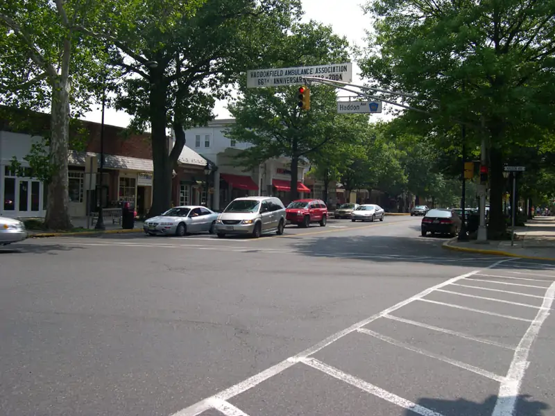 View of the downtown area in Haddonfield, New Jersey
