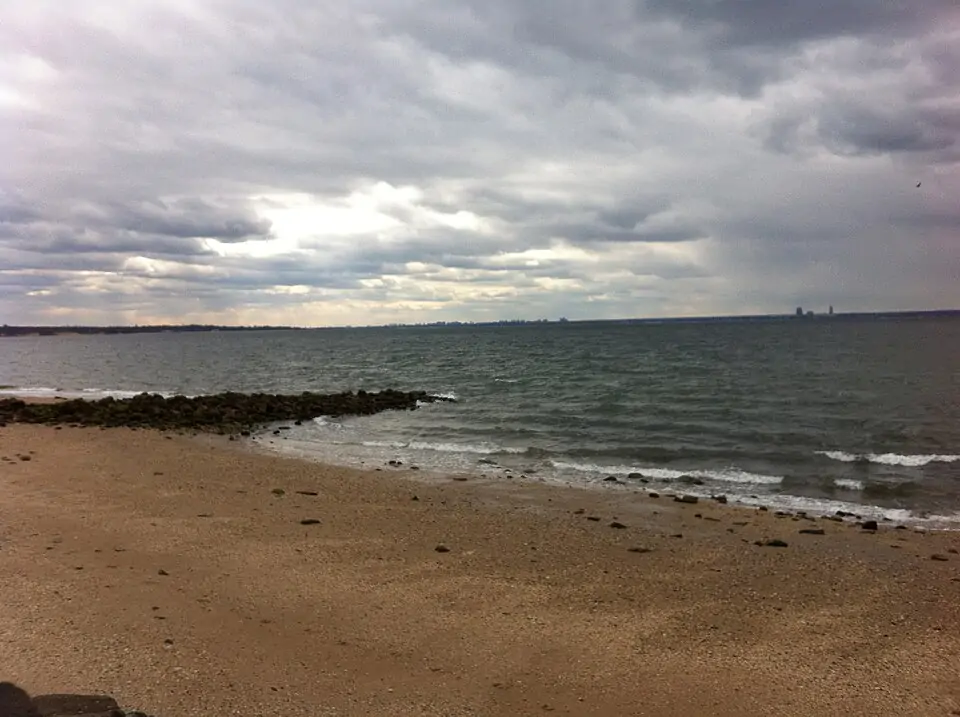 Beach shoreline and waterfront in Glen Cove, New York