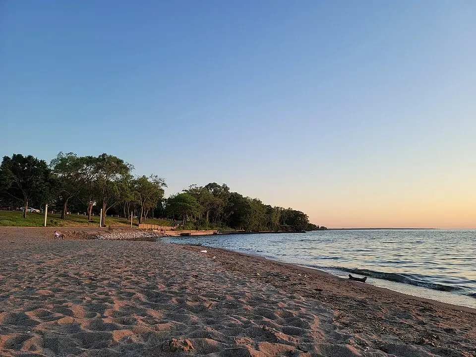 Lakeview Park beach along Lake Erie in Lorain, Ohio