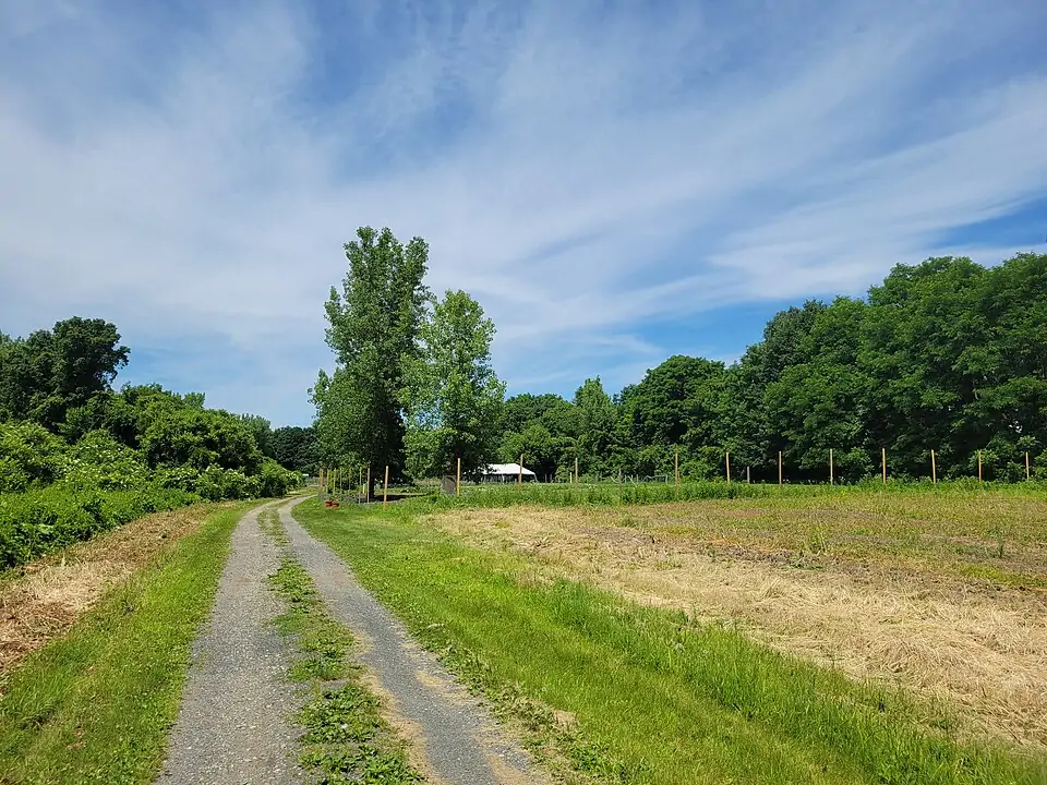 View of the “Land of Providence” sign and surrounding landscape in Holyoke, Massachusetts