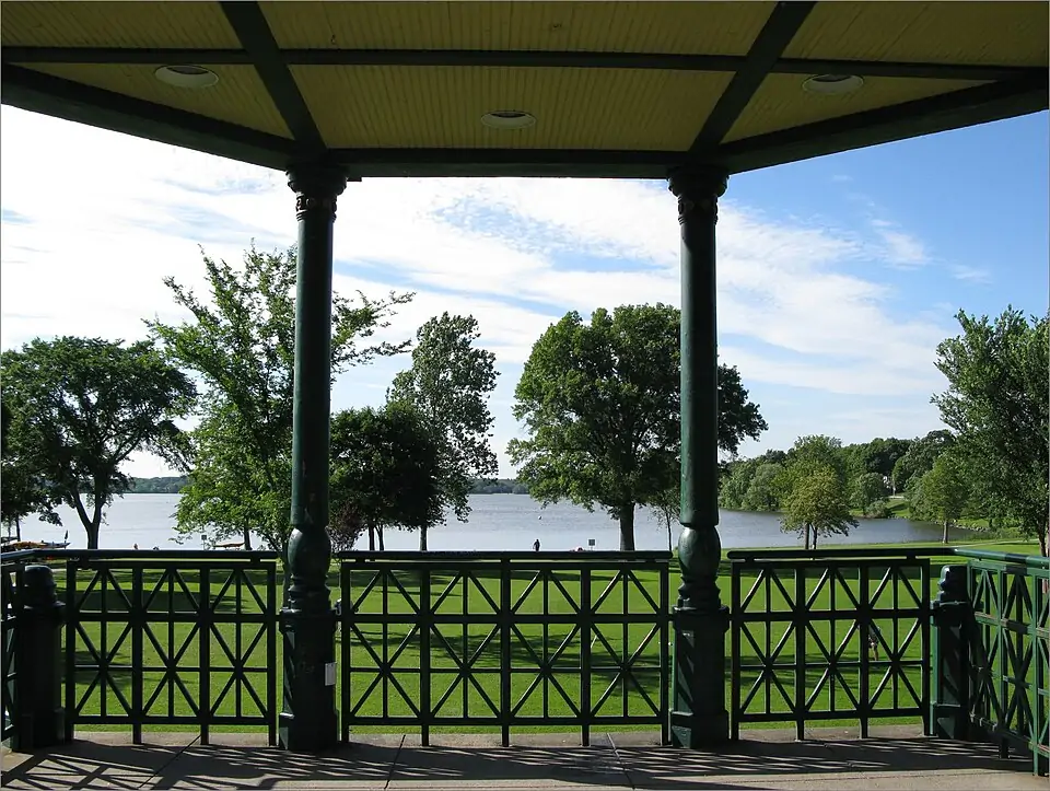 View of Lake Quannapowitt from the Wakefield Bandstand in Wakefield, Massachusetts