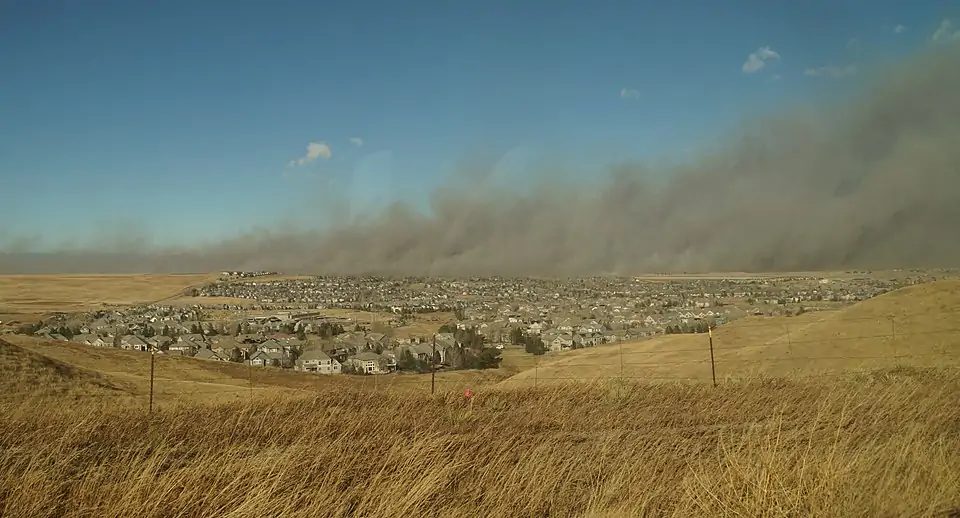Wildfire smoke over Superior, Colorado