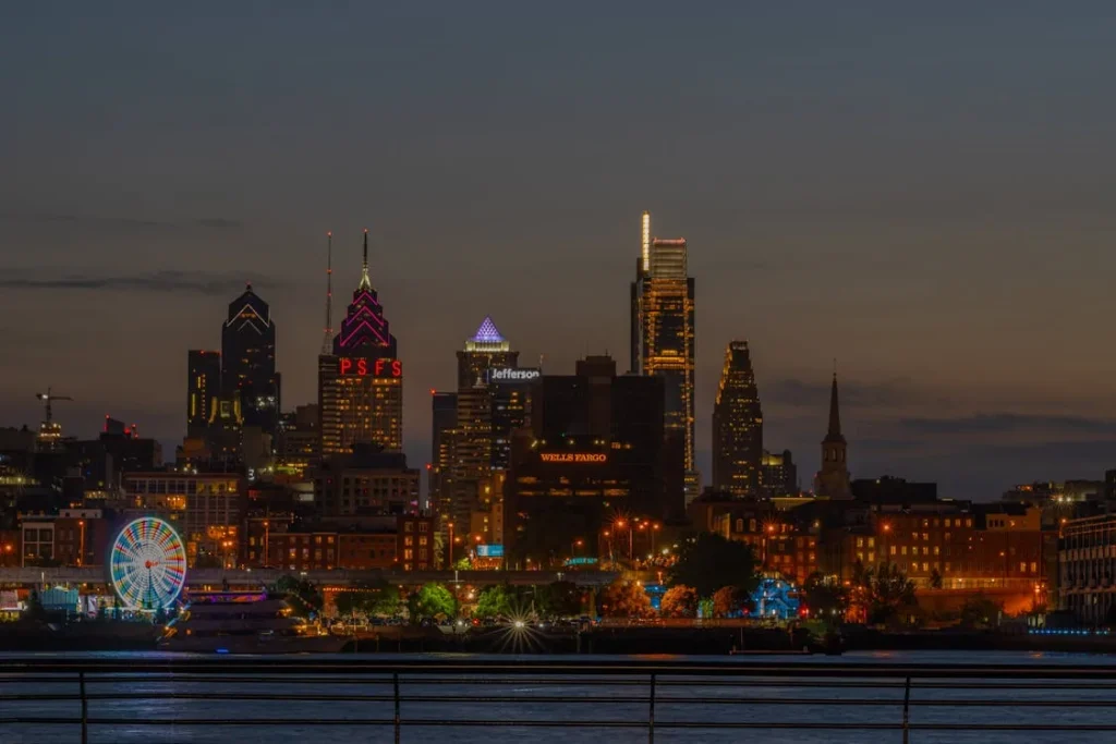 City skyline of Philadelphia, Pennsylvania, at night