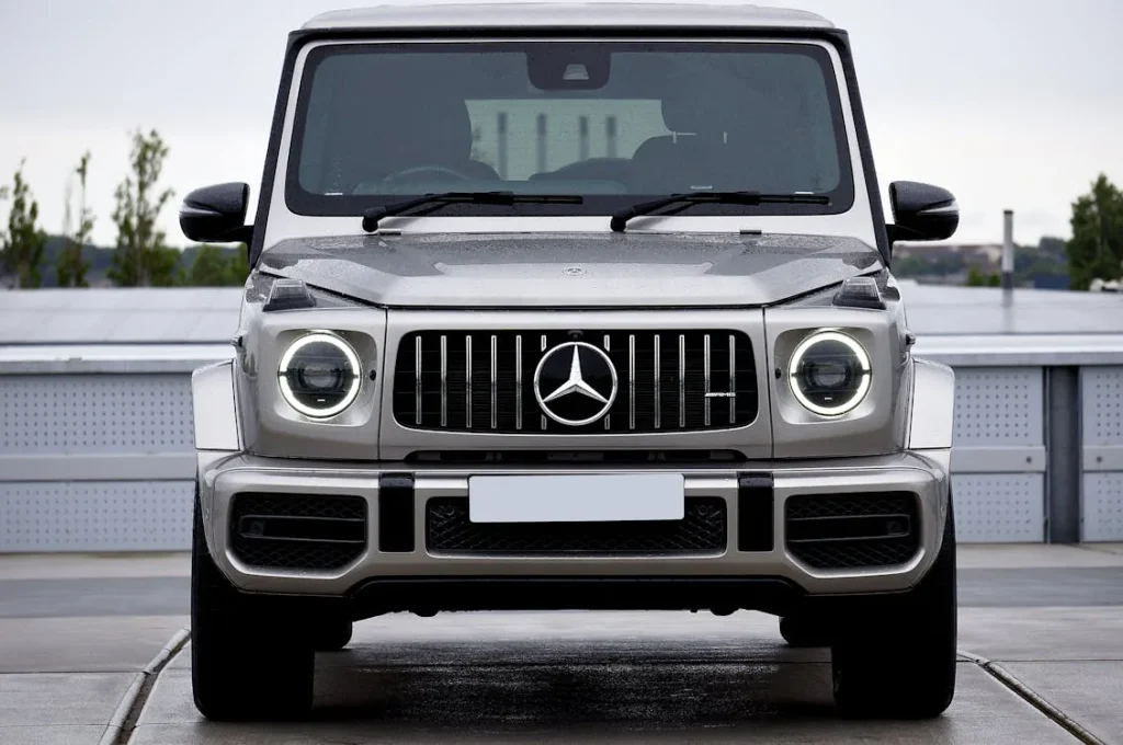 Front of gray luxury SUV