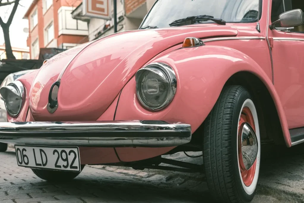 Photograph of a pink car