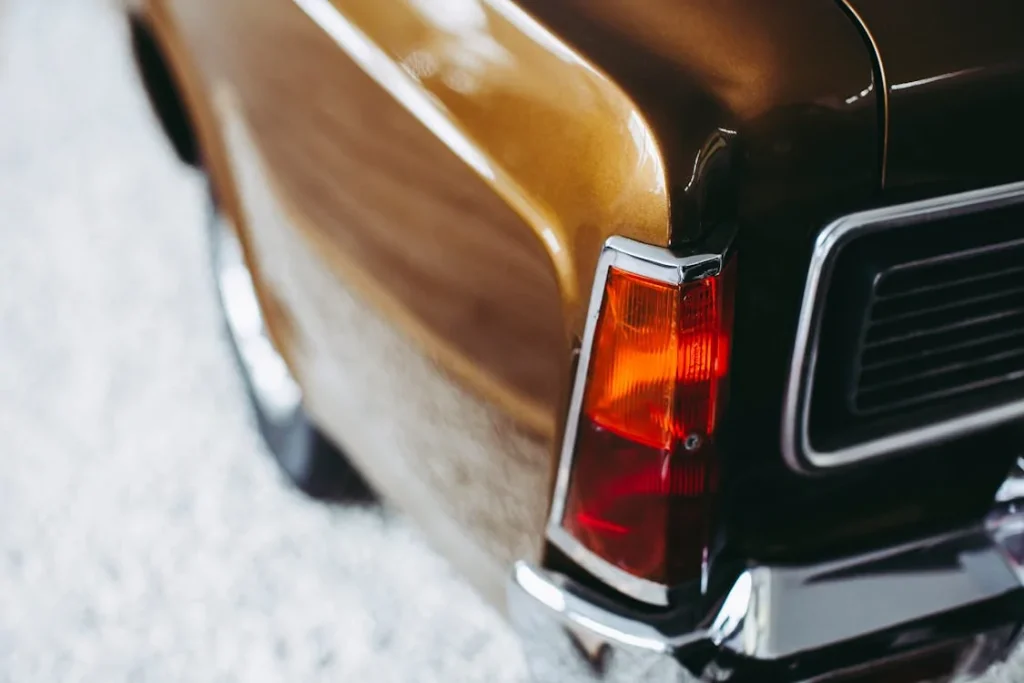 Rear light of a brown car