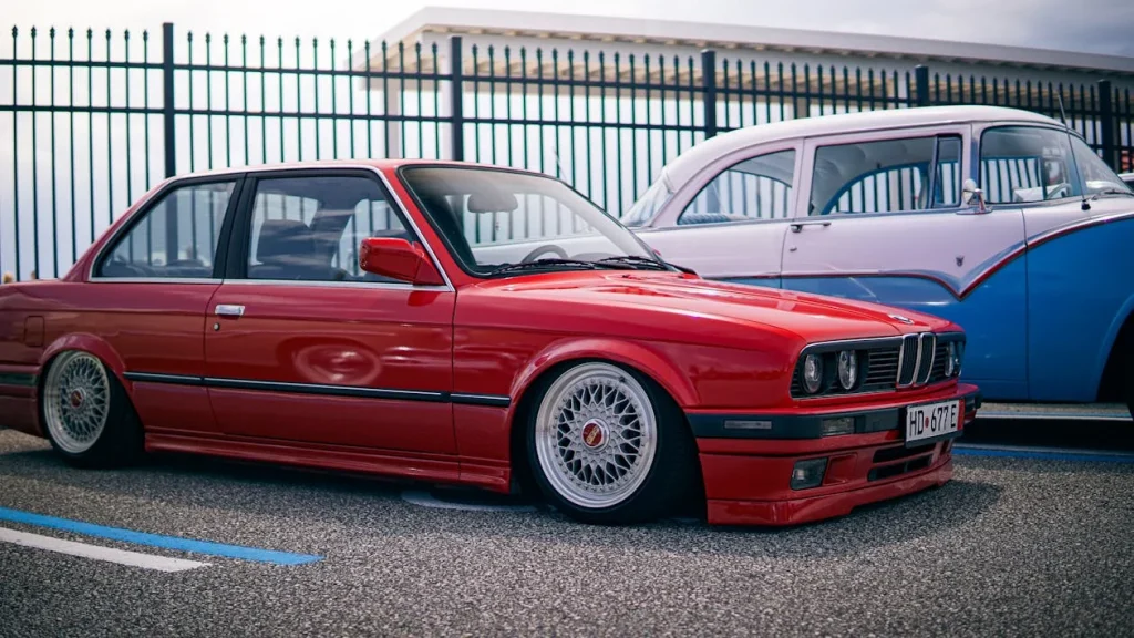 Red tuned BMW E30