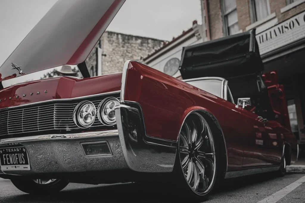 Red vintage Lincoln Continental