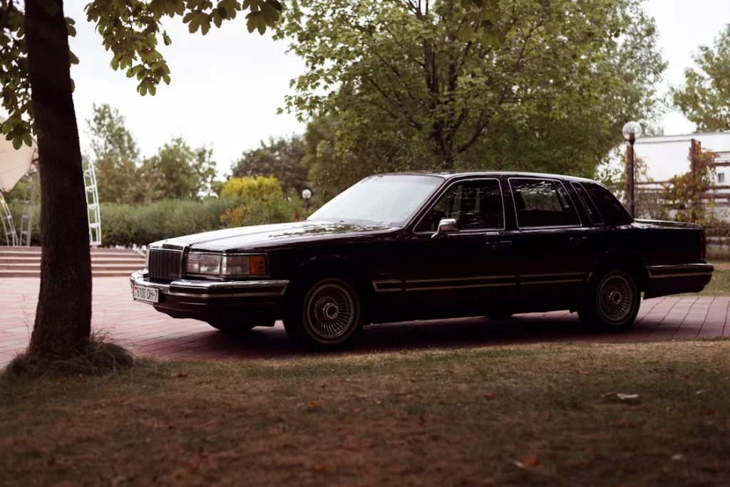 Vintage Car Parked Next to a Tree