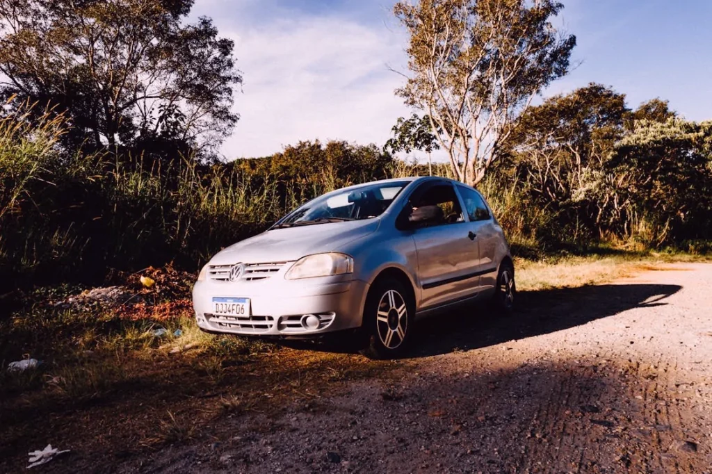 Volkswagen parked on a rural road