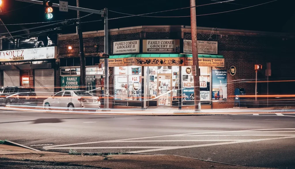 A quiet street at night in Lynn, Massachusetts