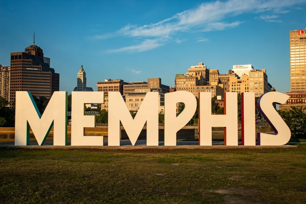 Memphis block letters at Mud Island River Park in Memphis, Tennessee