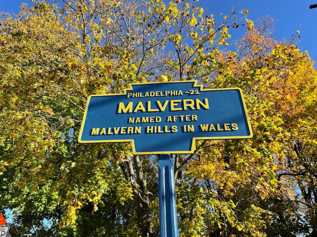 Keystone Marker for Malvern, Pennsylvania on King Road