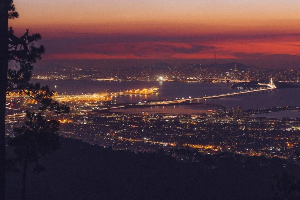 Night skyline of Oakland, California