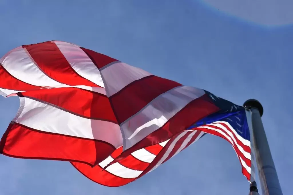Low-angle photography of the American flag