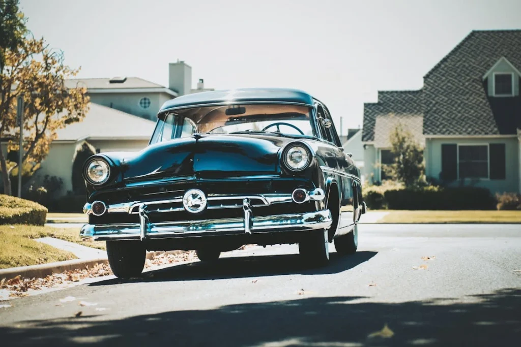 Vintage car on a city street